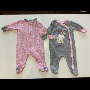 Set of 2 Footed Onesies, VERY gently used.